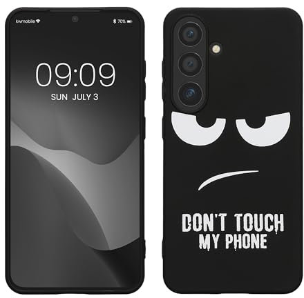 kwmobile Hülle kompatibel mit Samsung Galaxy S24 - Handyhülle Silikon Case - Don't Touch My Phone Weiß Schwarz