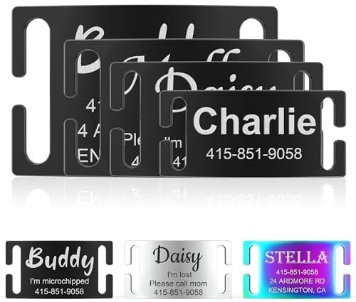 GISUREY Hundemarke Mit Gravur - Langlebig, Klare Lesbarkeit, Geräuschloses Design & Einfache Befestigung Hundemarke Personalisiert - Adressanhänger Hund für Ihren Vierbeiner, Schwarz