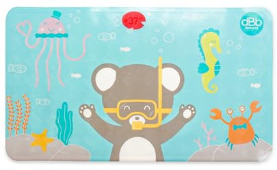 dBb Remond Tapis de Bain Bébé Antidérapant - Tapis de Baignoire - Indicateur de température de l'eau >37°C - Tapis de Bain Bébé en PVC - 69 x 40 cm - Décor Ourson