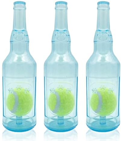 Dog Toy Water Bottle,Interactive Dog Chew Toy with Tennis Ball, Water Bottle Pets Dog Toys,Plastic Bottle Dog Chew Toy (Small,Red)