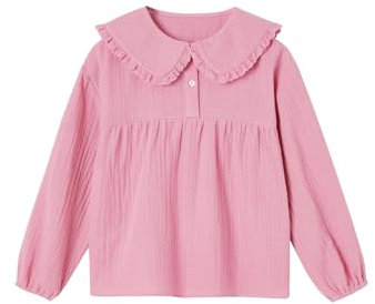 VERTBAUDET Blouse en Gaze col Claudine Fantaisie Fille Vieux Rose 10A