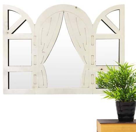 Jiimhte Decalcomania per finestra finta, finestra finta per pareti, Finestra finta da parete in legno acrilico ad, Vetro decorativo per finestra, decorazione con cornice in legno adesiva sul retro