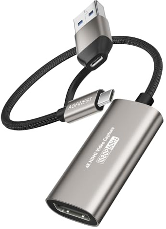 4K HDMI Capture Karte,USB 3.0 Video Capture Karte HDMI zu USB-A/C 1080P 60FPS, Videoaufnahmekarte für Game Live Streaming/Gaming/Meeting Kompatibel für Windows/Mac OS Switch PS4/5 Xbox