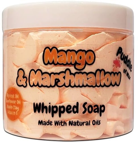 Mango & Marshmallow Schlagseife Duschgel – 150 g – natürliche Öle und Kaolin-Ton – süßer Duft – vegan – Puddle of Wax – hergestellt in Großbritannien