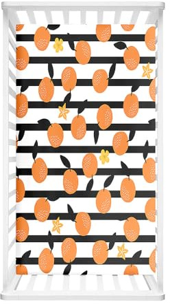 Hiseng Spannbettlaken Bettlaken für Runde & Eckige Matratzen, 3D Mandarine Spannbettlaken Kinderwagen Unisex Matratzenschoner für Beistellbett & Kinderwagen (B,80x160cm)
