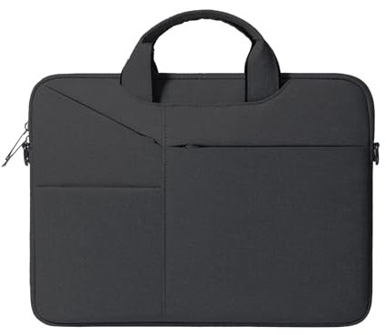 TTSTOIEE Sacoche pour ordinateur portable avec coussin d'air de protection à l'intérieur, sacoche business avec poignée en matériau étanche (15-16 pouces, noir)
