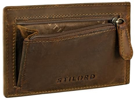 STILORD 'Trevor' Kredit-Kartenetui Leder RFID Herren Damen Mini-Börse Portemonnaie klein EC Kartenetui Slim Wallet Geldbörse Brieftasche Voll-Leder in Geschenkbox, Farbe:Soria - braun