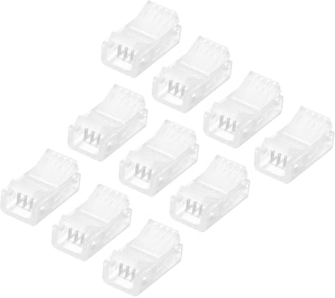 QUARKZMAN 4 Polig 8mm LED Streifen Verbinder, 20 Stück LED lötfrei Streifenverbinder Verbindungskabel RGB Unverdrahtete Clips für LED Streifen, Transparent