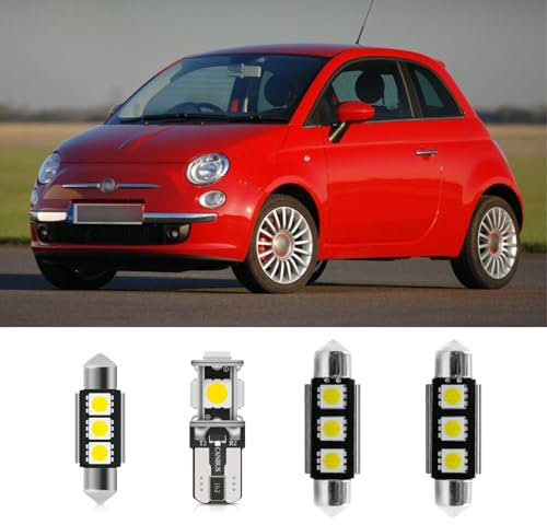 njssjd 4 pezzi Lampada per specchietto retrovisore di cortesia a LED bianchi per F.iat 500 Abarth 500e 2007-2024 Lampada per baule Super Bright 6000K Kit di luci interne e strumento di installazione