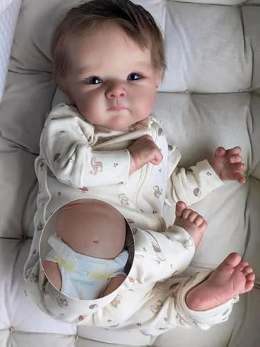 Zero pam Reborn Baby Vollsilikon Lebensecht-48CM Reborn Baby Mädchen, Lebensechte Babypuppen Wie Echt, Reborn Puppe Silikon Körper, Silikon Reborn Puppen Lebensecht Mit Haaren