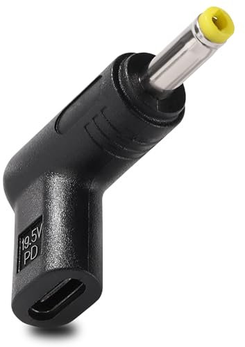 KUOQIY Adecuado USB C a DC 19.5V, USB 3.1 Tipo C Hembra a CC 4.0x1.7mm Macho PD Emulador de Gatillo Adaptador de Activador 90 Grados, para Portátiles