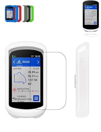 Cover for Garmin Edge Explore 2 GPS Bicycle Navigation, Silicone Protective Case with TPU Screen protector - Shockproof, Seamlessly Fitted, Skin-Friendly & Waterproof for Enhanced Durability, White