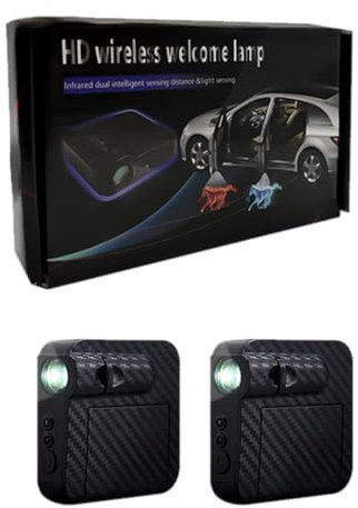 2pcs Car Door Light Projector Custom Pattern And Logo Led Car Door Lights Logo Projector USB Rechargeable Door Step Courtesy Welcome Lights Znw472 (Black, 6.8x6.6cm)