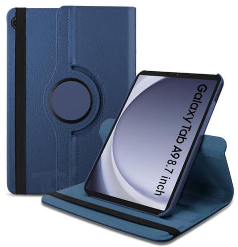 World biz Case Fits Samsung Galaxy Tab A9 8.7-Inch 2023 (SM-X110/X115/X117), 360 Degree Rotation Protective Stand Leather Folio Cover, Auto Wake/Sleep, Galaxy Tab A9 8.7’’ Tablet (Navy)