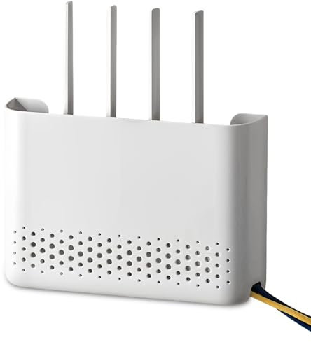 Router Schrank Router Verstecken Kasten WiFi Aufbewahrungsbox Weiß Kabelbox Wand WLAN Box Wandmontage Router Regal 25 X 17 X 5 cm Hängende Rack für WLAN Kabel