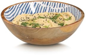 Zeller 25694 Schale Mangoholz Blau, FSC 100%, runde Servierschüssel für Snacks und Dips, zeitloses Küchenzubehör, 20 x 6 cm