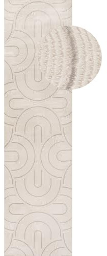 THE RUGS Carmel Modern Area Rug - Stain-Resistant, Non-Shedding, Durable Rugs for Bedroom and Hallway [ Wave Grey, 80x300 cm ]