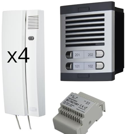 Sistemas Atis Pro Türsprechanlage – 2 Drähte, Citymax einfache Installation, für Wohnungen und Gemeinschaften, digital, Gesprächsgeheimnis (4 Wohnungen)