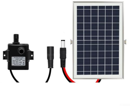 CYRENT Sistema di pompa dell'acqua ad energia solare, pannello 9 V, portata 240 l/h, con filtro in acciaio inossidabile, tubo da 2 m, per decorazione esterna da giardino, stagno, fontana (10 W)