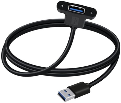 YINGAYOU Panel Mount USB A 3.0 Extension USB Panel Mount Cable 5Gbps Data Transmit and Power Supply for Laptops PC, Car Boat Dashboard Panel (USB A, 1.5 m/ 4.9 ft)
