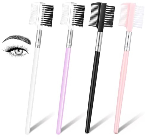 BDEPSTR Brosse Sourcil,4 Pcs Brosse Cils,Pinceau Sourcil,Peigne à Cils Double Extrémité,pour Modifier Les Sourcils et Les Cil,Outils de Maquillage