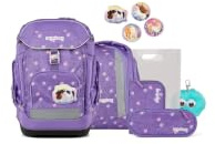 ergobag Schulranzen-Set Pack Set Bundle PonyBäradies - Lavendel | Ergonomischer Schulrucksack flexibel, 7-teiliges Set für die 1. Klasse Grundschule, für Mädchen und Jungen, AW25/26