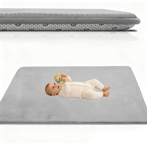 Atemrdsye Spielmatte Baby 140 x 200 cm Silbergrau Krabbelteppich Baby, 2.5cm Dicke Krabbelmatte Memory Foam Kinderteppich, Teppich Kinderzimmer, Krabbeldecke Baby Rutschfester Spielteppich Baby