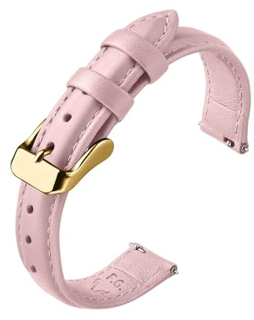 Fullmosa Bracelet de montre, Bracelet en cuir vintage de remplacement pour smartwatch et montre universelle avec fermoir en acier inoxydable pour hommes et femmes,Rose sable+boucle dorée,14MM