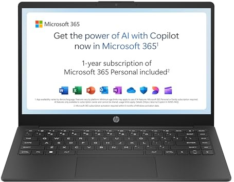 HP 14” Laptop | AMD Athlon Silver 7120U Processor | 4GB RAM | 128GB SSD | AMD Radeon 610M Graphics | HD Display |Microsoft 365 NOT included | Windows 11 | 14-em0000Na (Renewed)