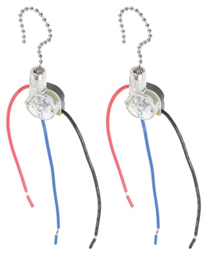 VALICLUD 2 Piezas Cadena de Tracción Cobre para Ventilador de Techo PC | Soporte Ventilador de Techo Inclinado, Bakelite y 3 Velocidades, Fácil de Usar Reemplazar