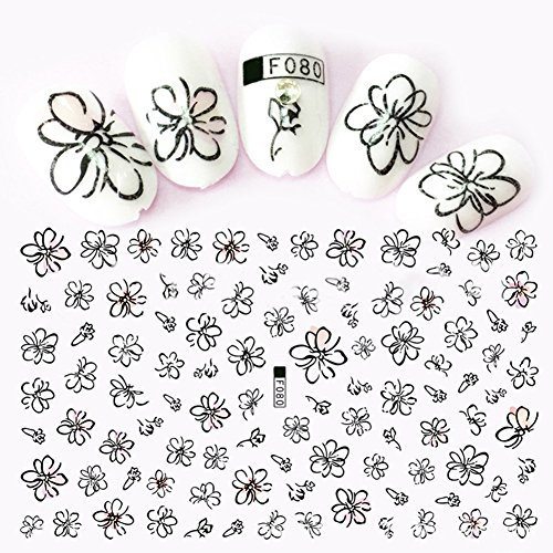 F080 Feuille d'autocollants pour ongles Motif flamant rose