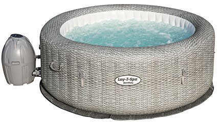 Bestway - Spa gonflable rond motif rotin gris 6 personnes, diamètre 1,96 m