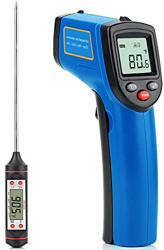 Infrared Thermometer, XRCLIF Laser Temperature Gun with LCD Display, Meat Thermometers Included, IR Thermometer Gun for Cooking/Pizza Oven/BBQ, Pizza Oven Thermometer, -58℉~986℉ (Not for Human)