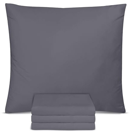 Utopia Bedding - Kissenbezug 65x65 4er Set - Kopfkissenbezug 65 x 65 aus 100% gebürsteter Mikrofaser mit Umschlagverschluss - Falten-, verblassen- und schmutzabweisende Kissenbezüge 65x65 - Grau