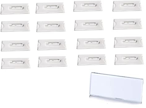 16 Pcs Chapa Identificativa Trabajo,Placas identificativas 30 x 70 mm,Porta nombres, para Camisas y Uniformes