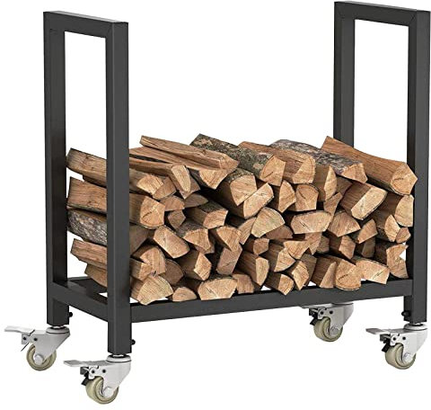 CEIEVER Metall Kaminholzregal, Brennholzregal 65 * 30 * 68cm Garten Kaminholzunterstand Kann verschoben und zerlegt werden Firewood Rack für Kaminholz,Stapelhilfe für Brennholz Außen