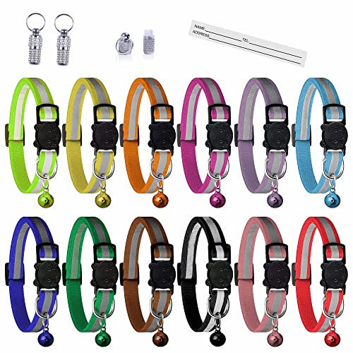 Collier Chat, Accessoire Compatible avec airtag Apple, Collier avec Boucle de sécurité Anti étranglement pour Chaton et Petits Chiens, GPS airtag Non Inclus (Mix + ID Tags)