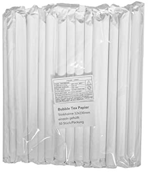 100st Papier Strohhalme Einweg Trinkhalme für Bubble Tee Strohhalme |Umweltfreundlich Super Alternative zu Einweg Plastik Strohhalmen | Paper Straws | Bubble Tea Strohhalme für Party 13.5x230mm