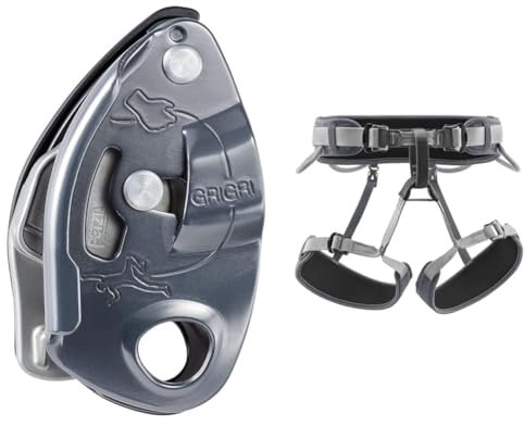 PETZL - Sicherungsgerät GRIGRI - Unisex, Grau, Einheitsgröße & Gurt CORAX - Unisex, Grau, Einheitsgröße