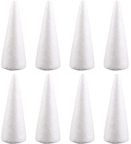 Coni in schiuma artigianale 12 pezzi Coni in schiuma per albero di Natale in polistirolo bianco Forniture artigianali, per progetti artigianali fai-da-te, albero di Natale, centrotavola 10 cm