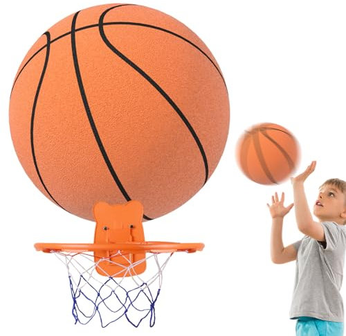ROCKIA Leiser Schaumstoff-Basketball,Hush Handle Basketball | Geräuschloser Basketball für Kinder für Indoor-Outdoor-Basketballspiele, stummgeschalteter Basketball, Soft-Basketball