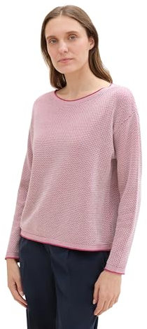 TOM TAILOR Damen Strickpullover aus Bio-Baumwolle, 36279 - Pink Bubble Structure, XXL