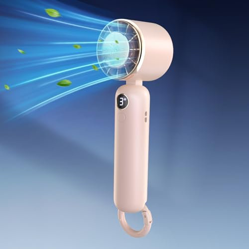 anysun Handventilator, Handventilator Akku Aufladbar, Eiskühlung Handventilator USB, 3 Geschwindigkeiten, 5000mAh Batterie, LCD-Display, Tragbarer Mini-Handventilator für Reisen, im Freien, Camping