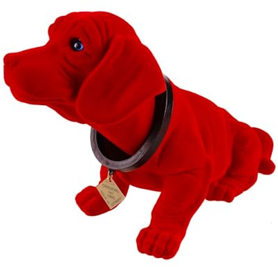 Kremers Schatzkiste Wackeldackel groß 29 cm Rot Wackelkopfdackel Wackelfigur/Made in Germany fürs Auto HUtablage