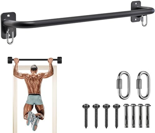 SELEWARE klimmzugstange türrahmen klimzugststange wand - Wandmontage Latzugstangen Home Gym Workout Ausrüstung mit Widerstandsband Haken, Unterstützt bis zu 440 lbs