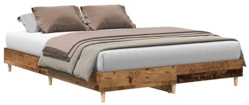 vidaXL Bettgestell ohne Matratze Altholz-Optik 140x200cm Holzwerkstoff, Bettrahmen, Bett, Palettenbett, Schlafzimmermöbel, Doppelbett, Plattenbett