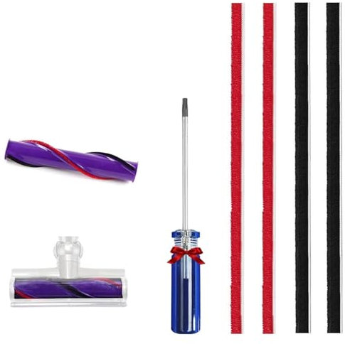 Yuiturt 4Pcs Soft Plush Strips Replacement for Dyson V6 V7 V8 V10 V11 V12 V15 DC58 DC59 DC62 DC72 DC74 Vacuum Cleaner Direct Drive Rolling Roller Brush Strips with Screwdriver