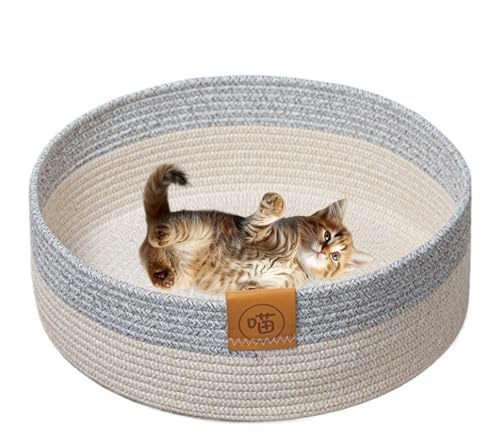 Katzenbettkorb – natürliches Katzenbett, gemütlicher Haustierschlafkorb, handgefertigtes natürliches Weiden-Katzenbett, elegante Katzenmöbel