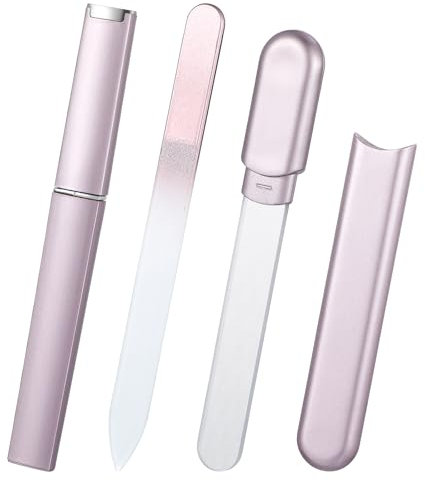 Mabor 2 Pcs Glass Nail File with Case, Fingernail Files for Natural Nails Care Glass Shiner Polisher for Travel Salon Stocking Stuffers for Women Girl Wife