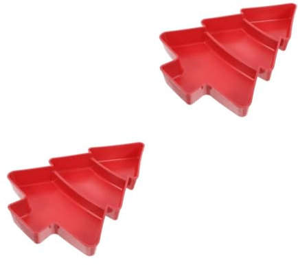 GLEAVI 2piezas Plato De Frutas Forma De Árbol De Navidad Bandeja Plástica Dividida para Aperitivos y Snacks Navideños Organizador De y Secos Color Rojo